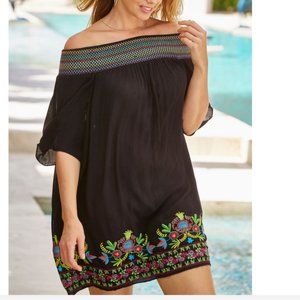 Swimsuits For All Embroidered Off Shoulde coverup